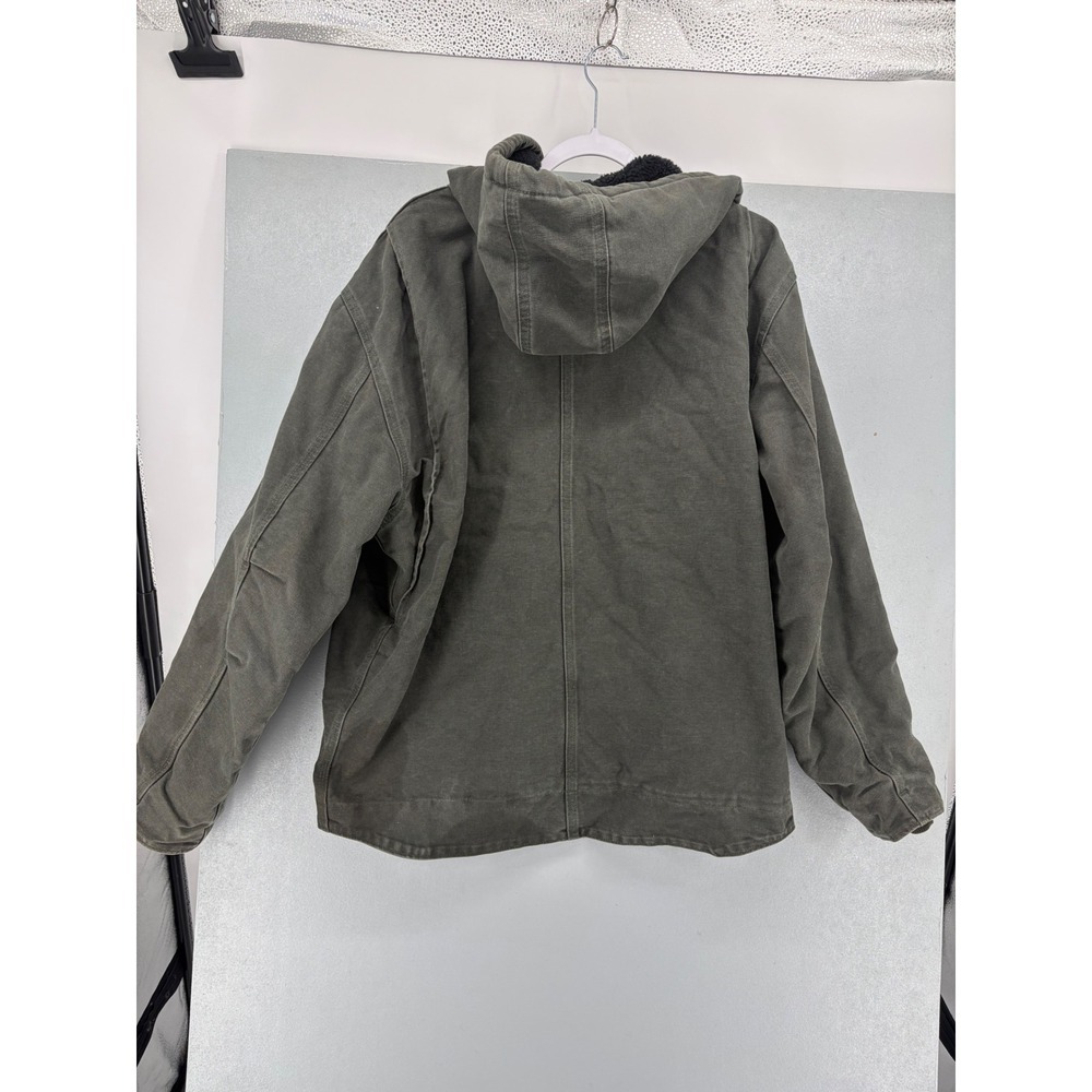 Carhartt Mens Hooded Jacket Moss Green Sherpa Lined Cotton Duck XL - Picture 4 of 8